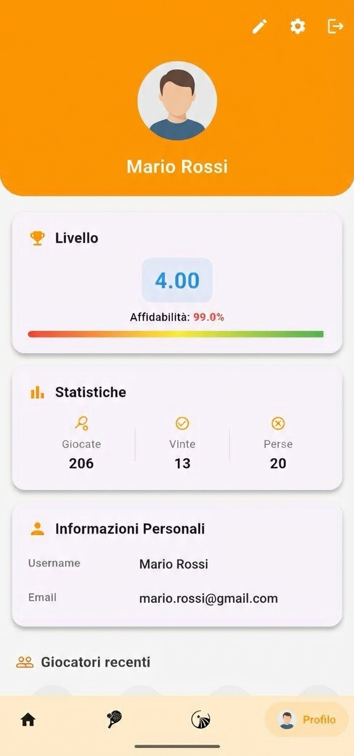 App Padel - Profilo